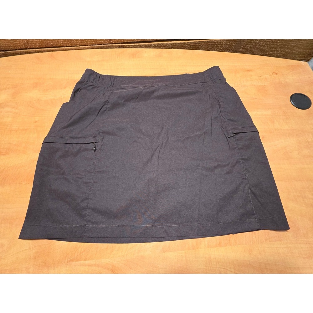 Duluth Trading Co Womens XL Dry on the Fly Skort Brown Gray Hiking Zip Pockets